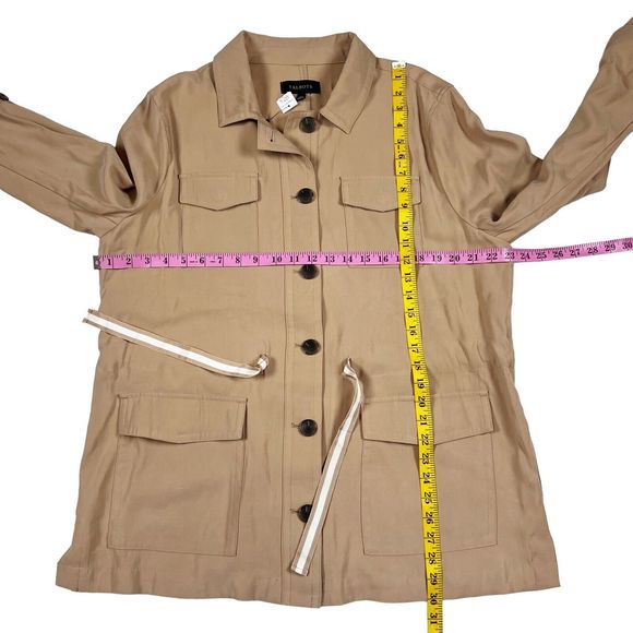 NWT Talbots Military Field Utility Jacket Drawcord Waist Shacket Tan Roll Tab XL - Picture 11 of 15